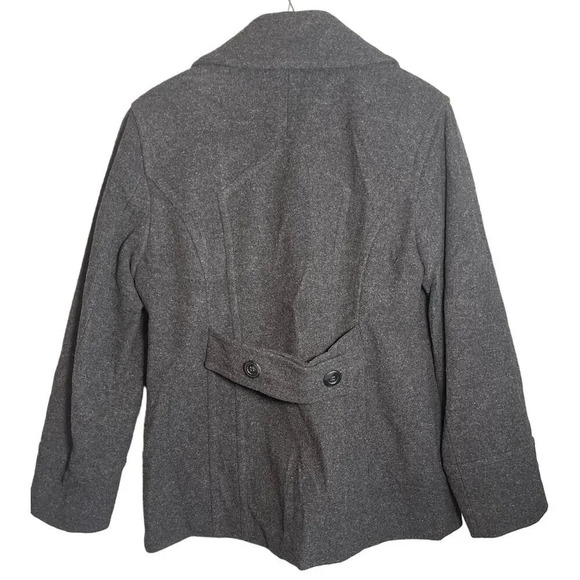 St. Johns Bay Double Breast Charcoal Wool Blend Pea Coat Women's Size P. Med - Picture 3 of 6